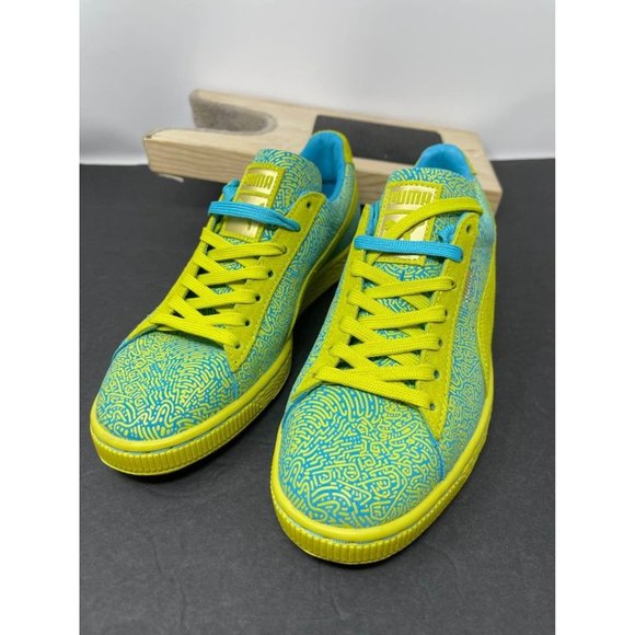 Puma X Solange Suede Classic Lines Sulphur Spring/Blue Atoll Sneakers Size 7 - Picture 2 of 7